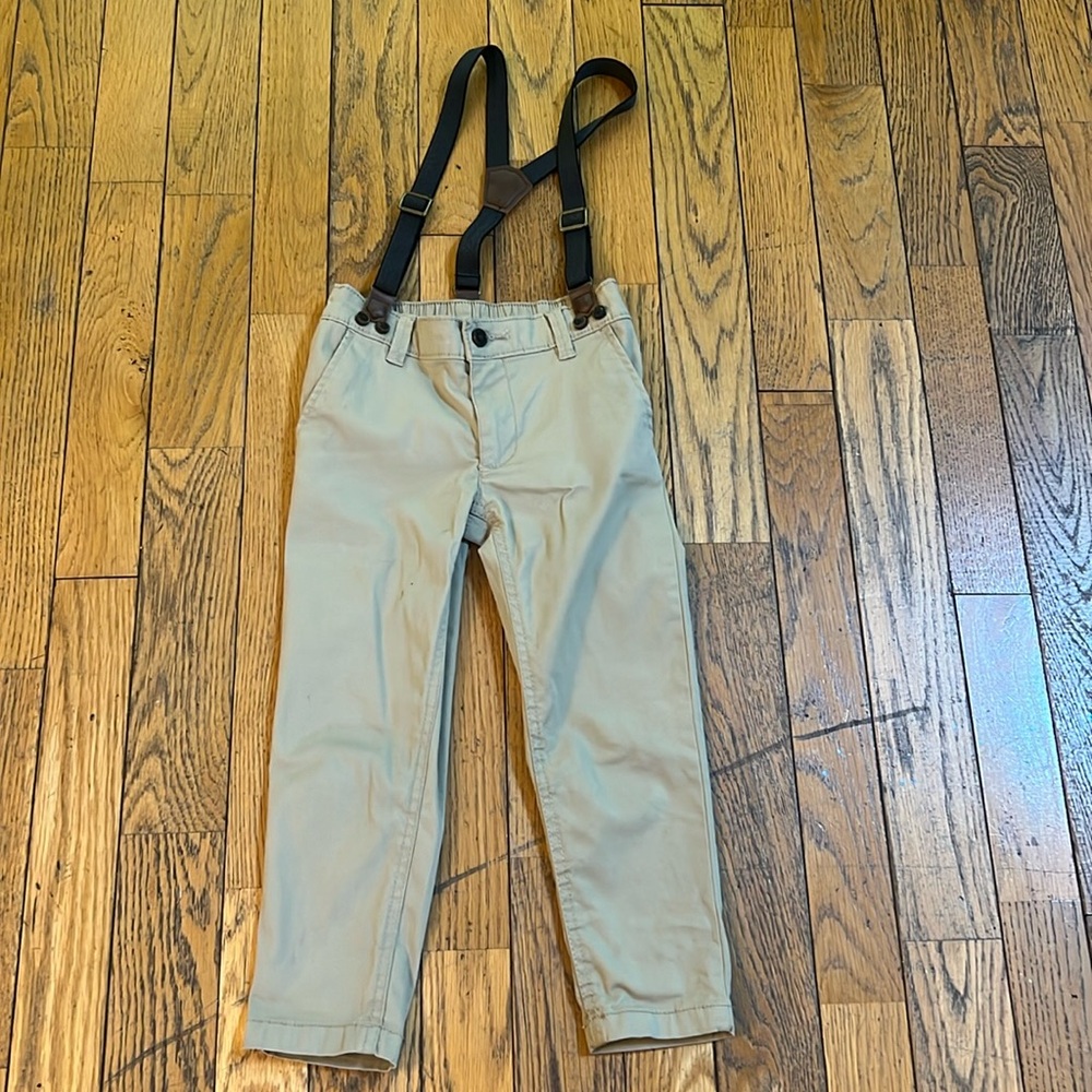 Boys size 4 khaki pants with suspenders